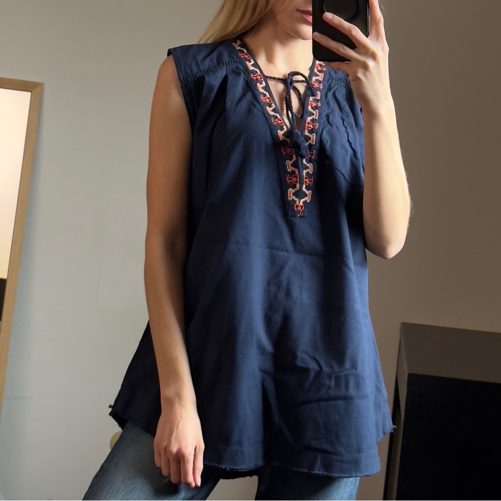 Free People sleeveless tunic top, size:XS (for me oversize)